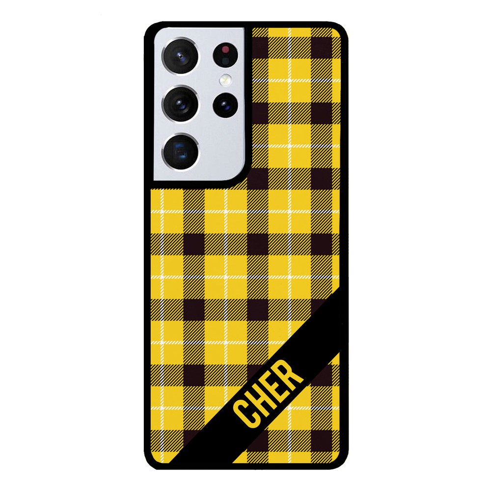 90s Yellow Plaid As If Retro Personalized Samsung Phone Case