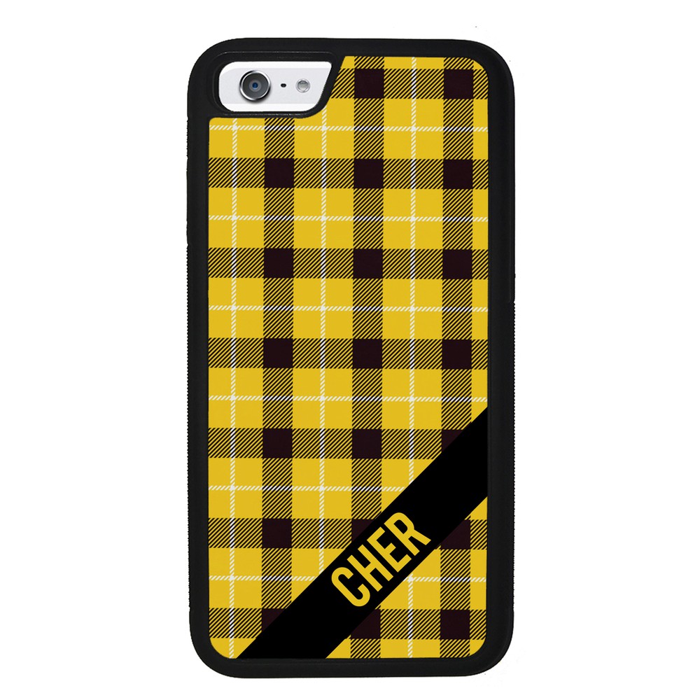 90s Yellow Plaid As If Retro Personalized Apple iPhone Case