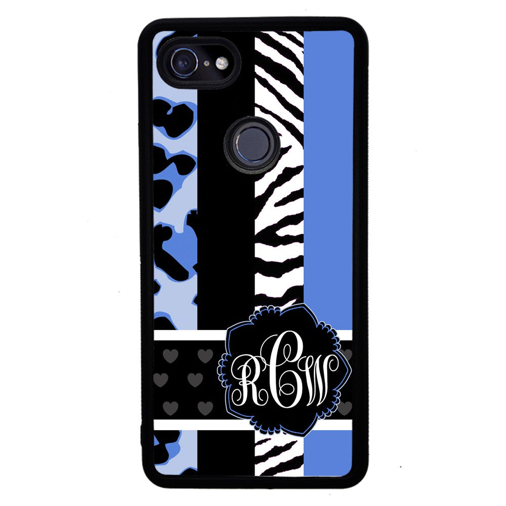 Animal Prints Blue Monogram Google Phone Case