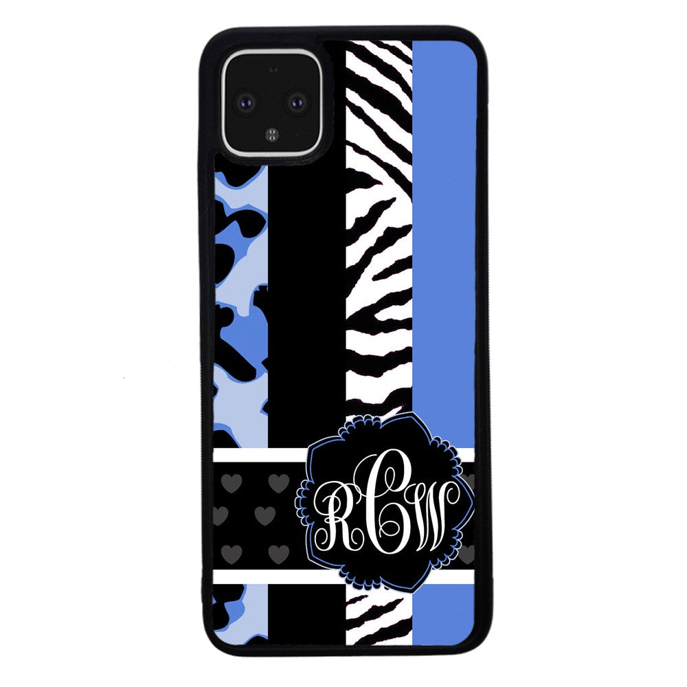 Animal Prints Blue Monogram Google Phone Case