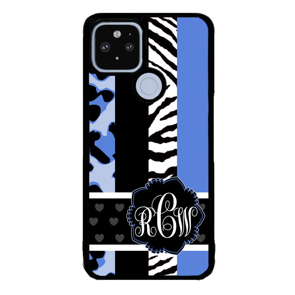Animal Prints Blue Monogram Google Phone Case