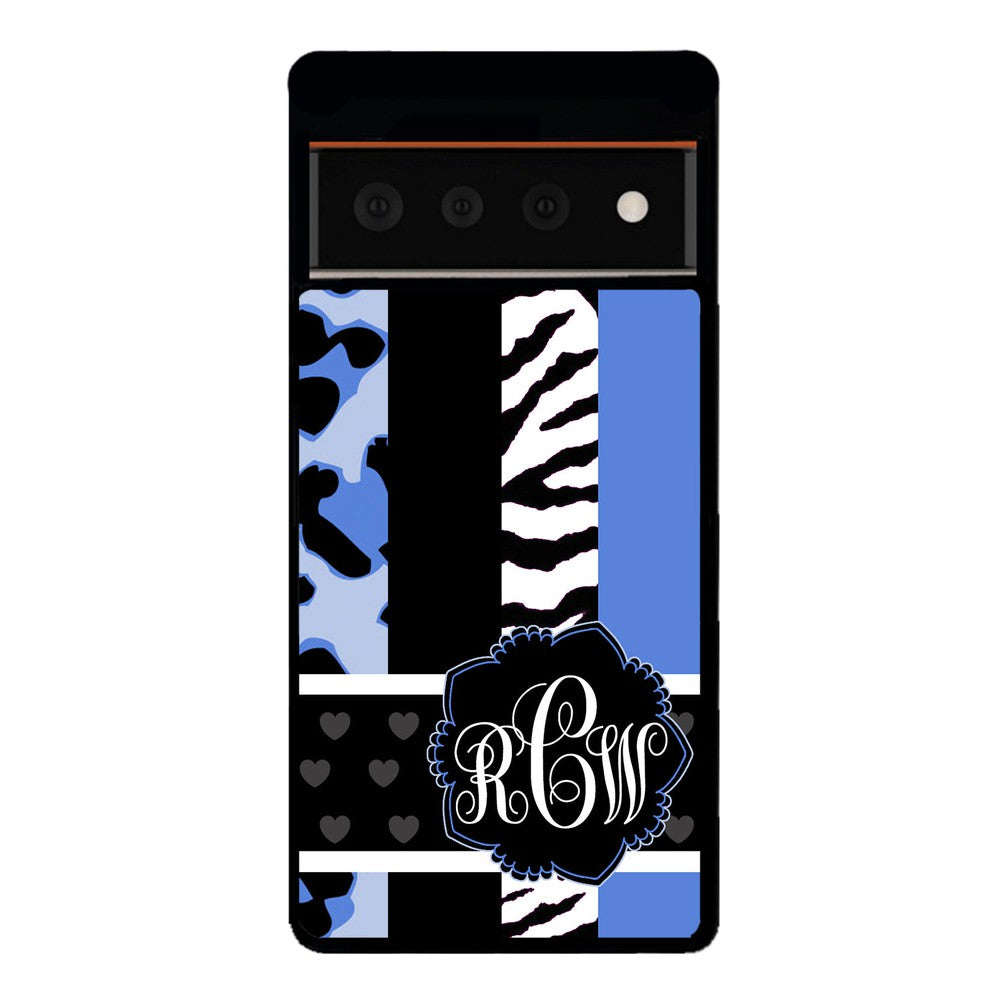 Animal Prints Blue Monogram Google Phone Case