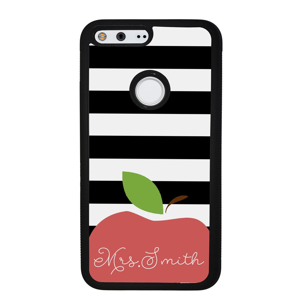 Teachers Appreciation Gift Apple Black and White Bars Personalized Google Phone Case