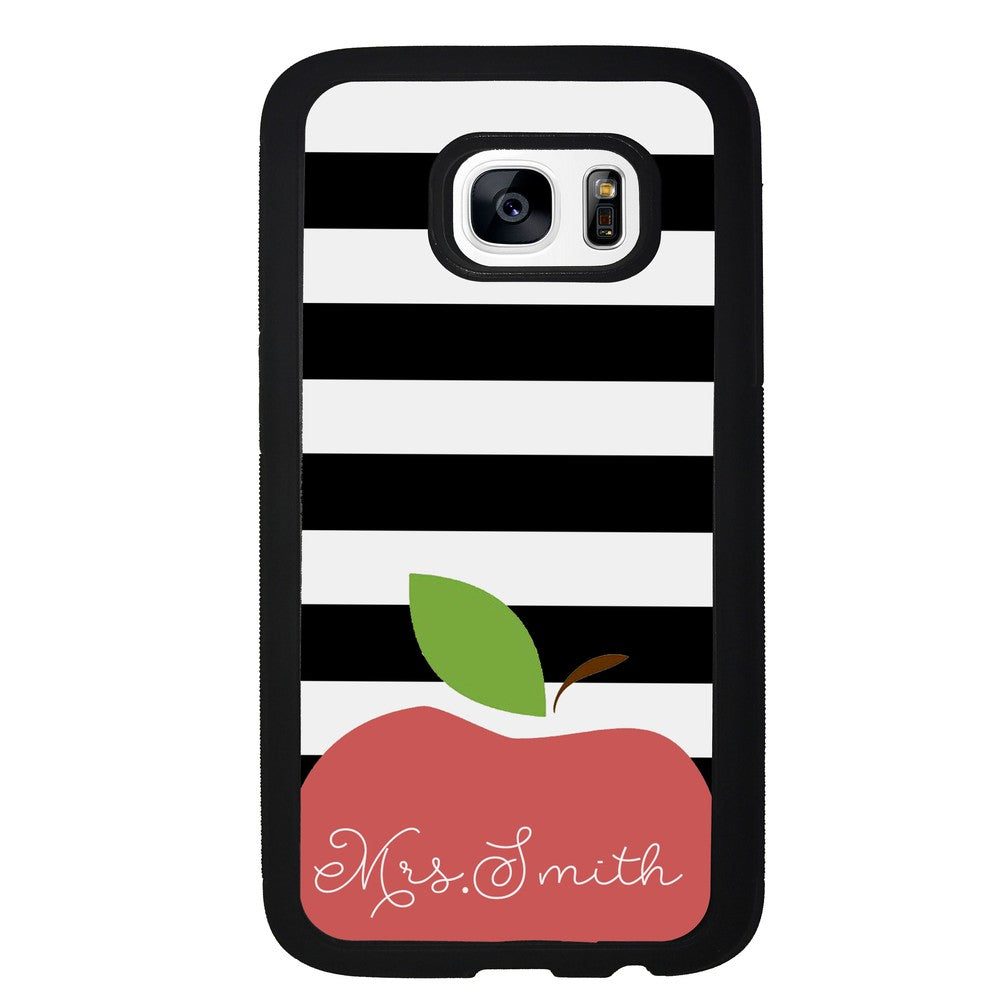 Teachers Appreciation Gift Apple Black and White Bars Personalized Samsung Phone Case