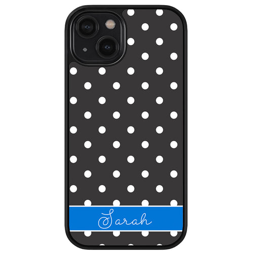 Black Polka Dot Blue Personalized Apple iPhone Case