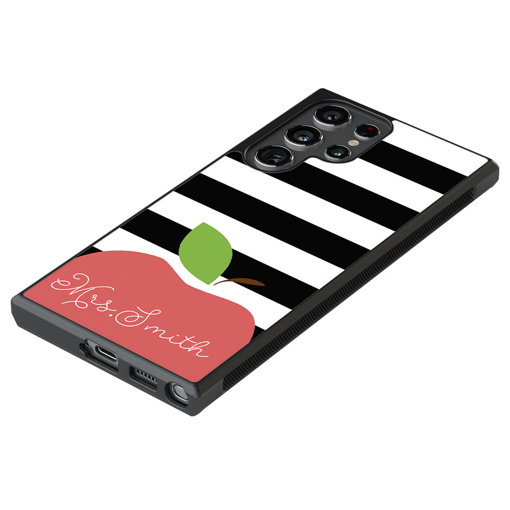 Teachers Appreciation Gift Apple Black and White Bars Personalized Samsung Phone Case