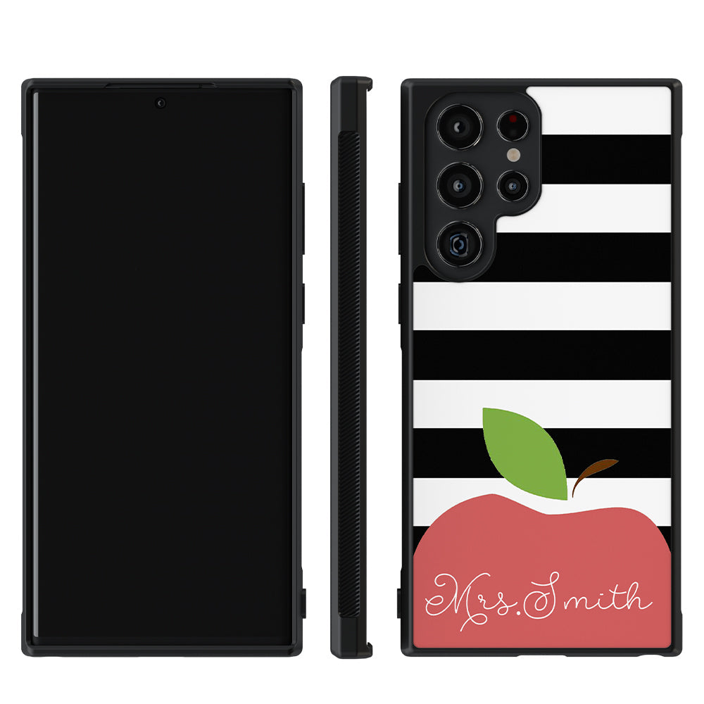 Teachers Appreciation Gift Apple Black and White Bars Personalized Samsung Phone Case