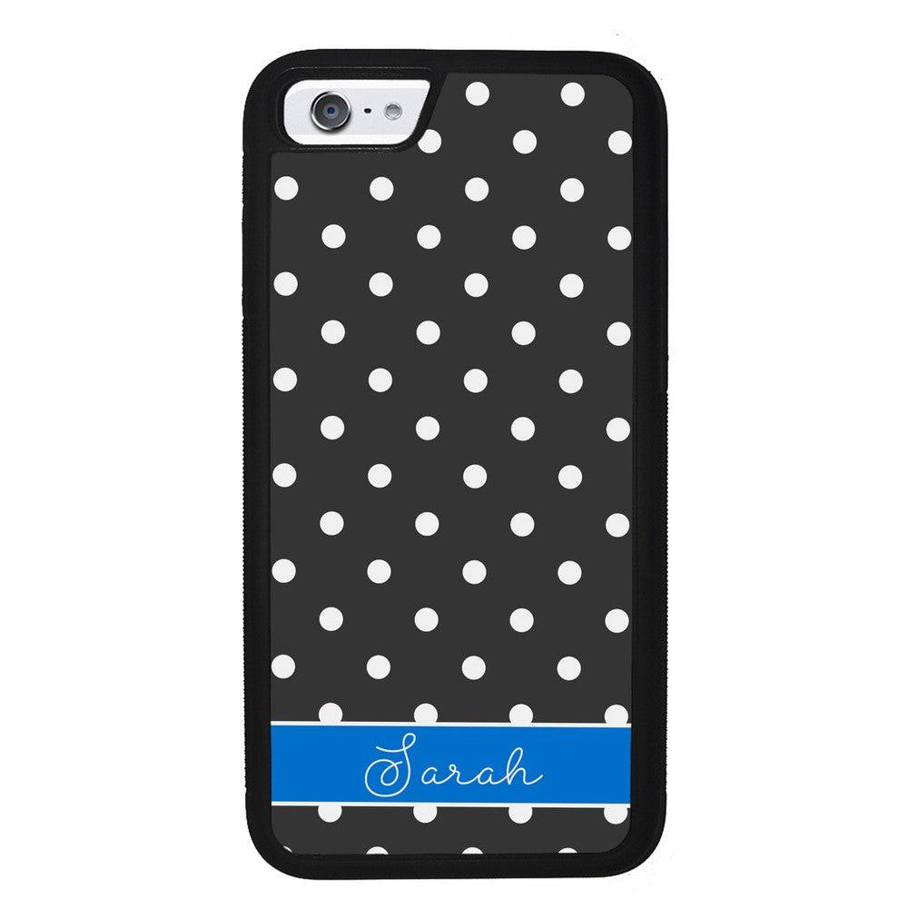 Black Polka Dot Blue Personalized Apple iPhone Case