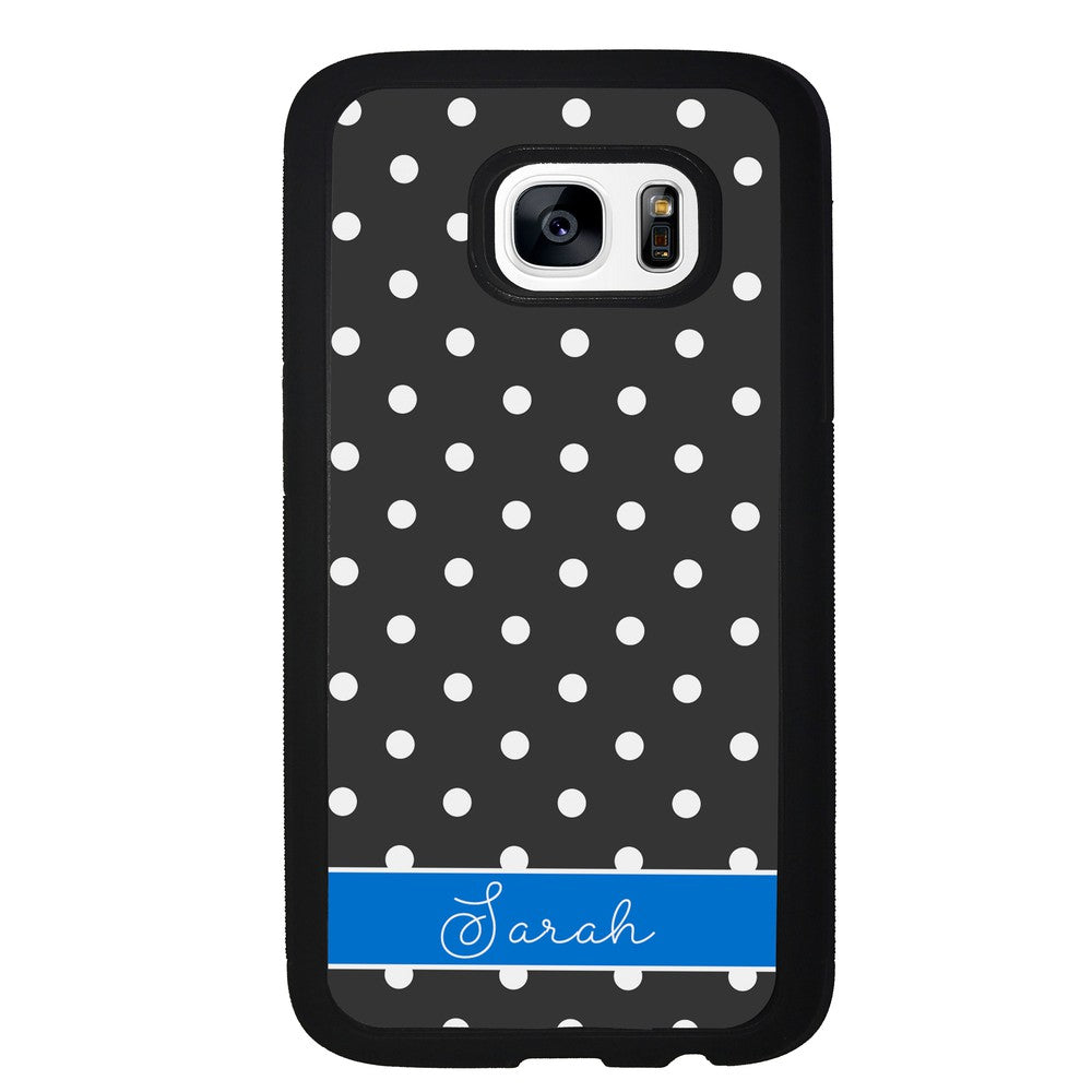 Black Polka Dot Blue Personalized Samsung Phone Case