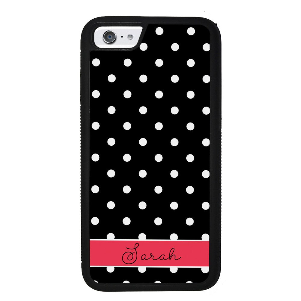 Black Polka Dot Red Personalized Apple iPhone Case