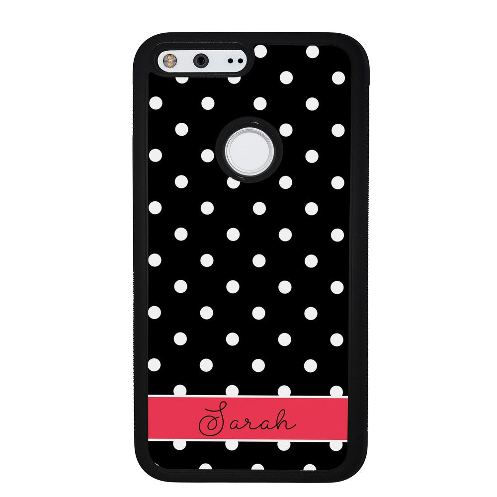 Black Polka Dot Red Personalized Google Phone Case