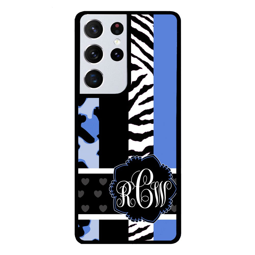 Animal Prints Blue Monogram Samsung Phone Case