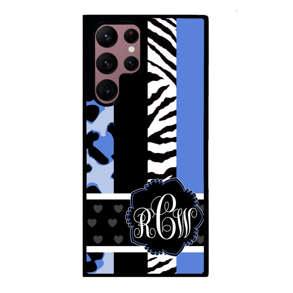 Animal Prints Blue Monogram Samsung Phone Case