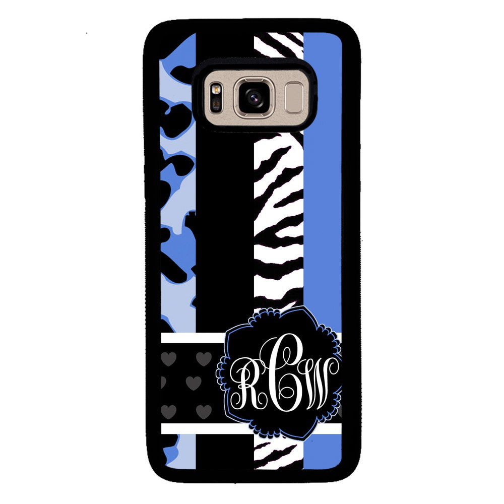 Animal Prints Blue Monogram Samsung Phone Case