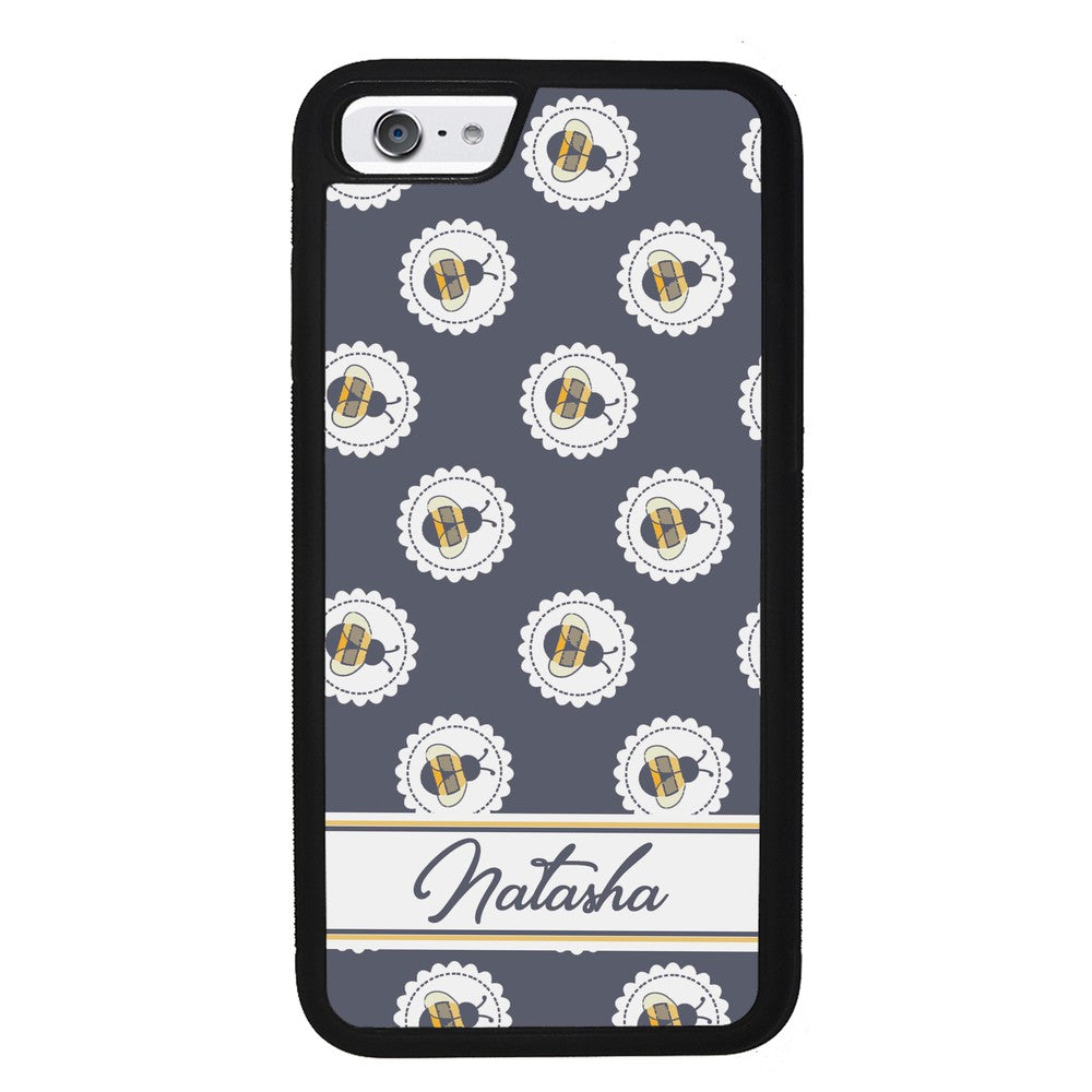 Blue Honey Bumble Bee Personalized Apple iPhone Case