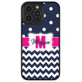 Blue Polka Dot Chevron Pink Personalized Apple iPhone Case