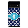 Blue Fleur De Lis Monogram Google Phone Case