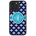 Blue Fleur De Lis Monogram Apple iPhone Case