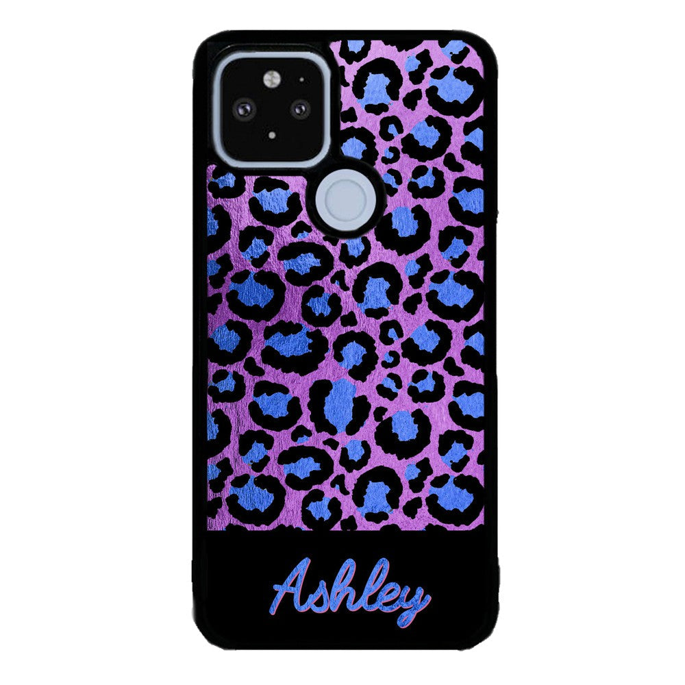 Leopard Skin Purple and Blue Gold Foil Personalized Google Phone Case