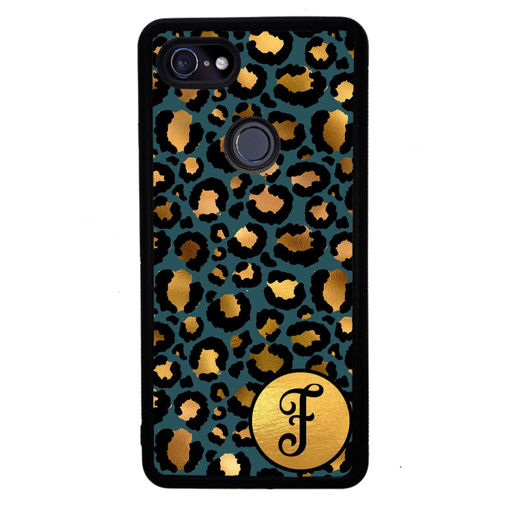 Blue Gold Foil Leopard Skin Personalized Google Phone Case