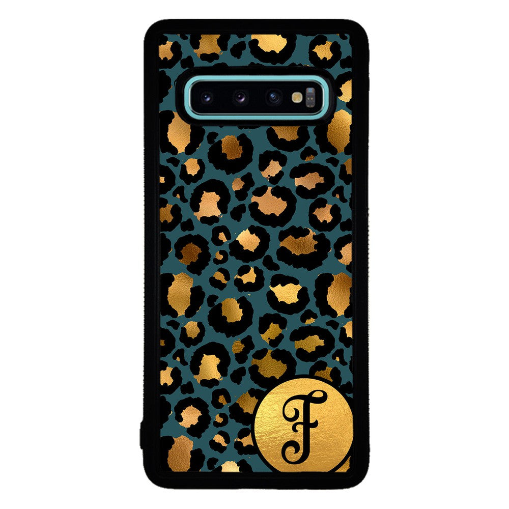Blue Gold Foil Leopard Skin Personalized Samsung Phone Case
