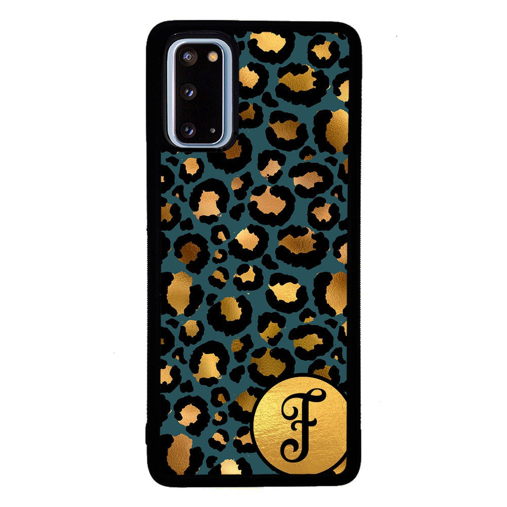 Blue Gold Foil Leopard Skin Personalized Samsung Phone Case