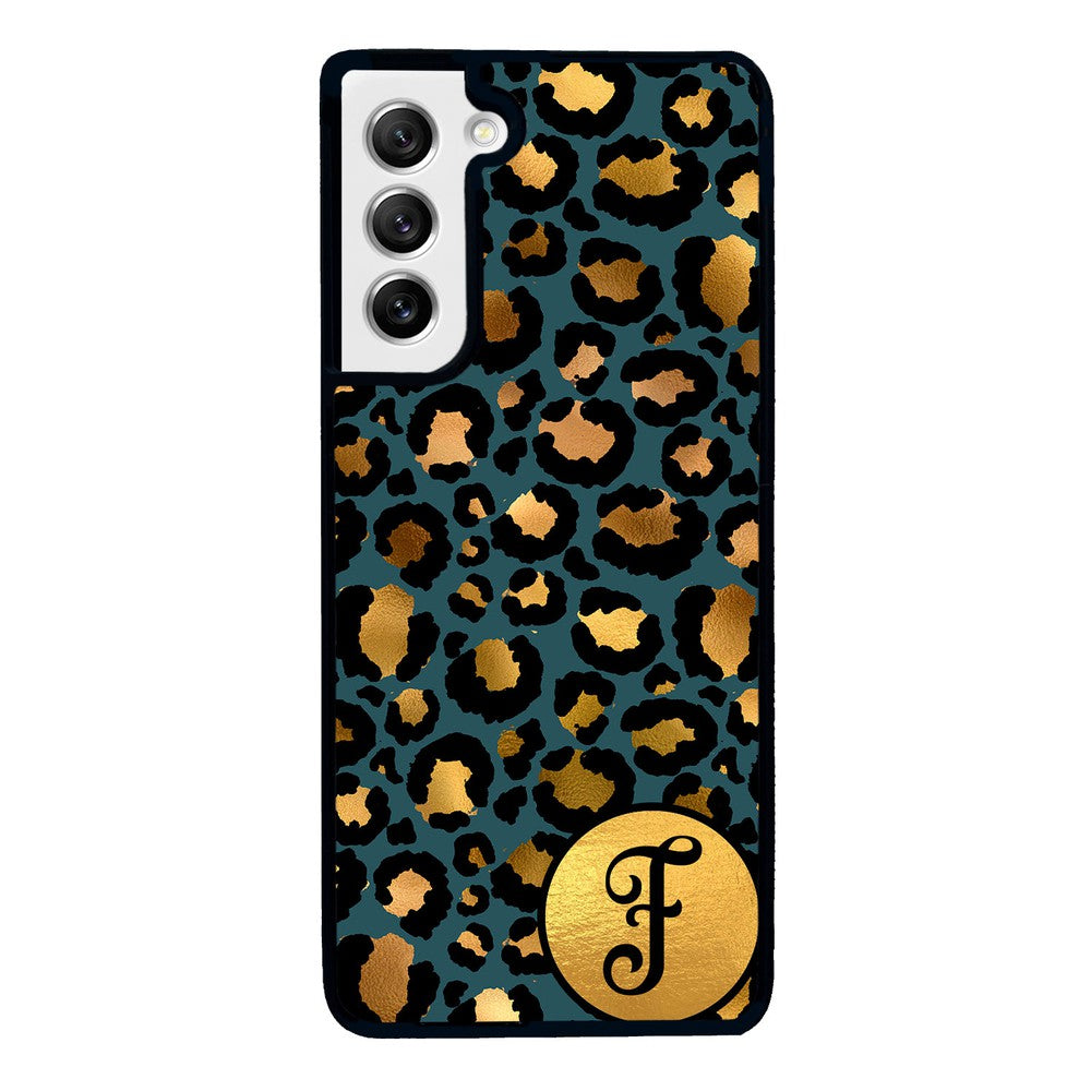 Blue Gold Foil Leopard Skin Personalized Samsung Phone Case