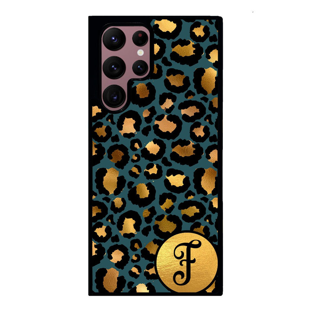 Blue Gold Foil Leopard Skin Personalized Samsung Phone Case