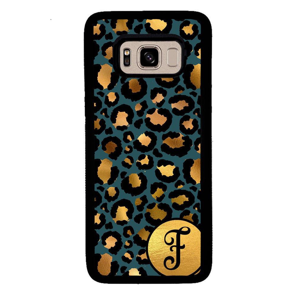Blue Gold Foil Leopard Skin Personalized Samsung Phone Case