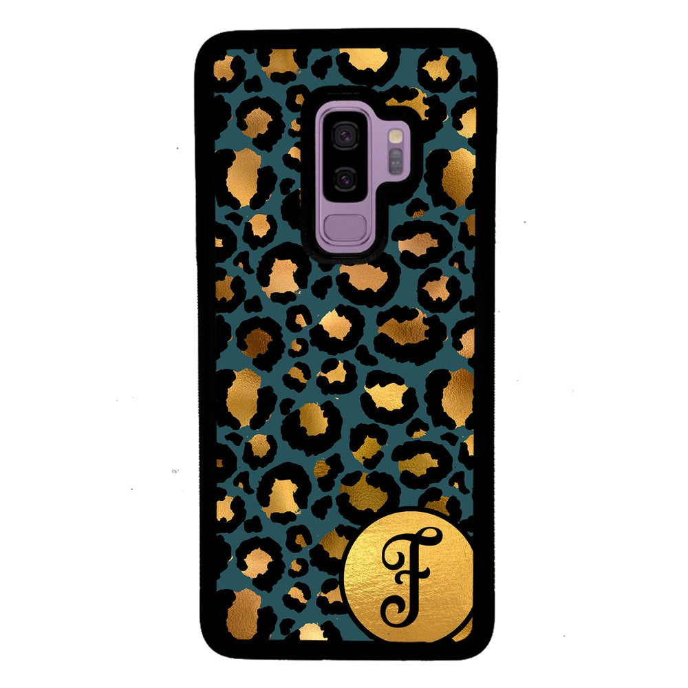 Blue Gold Foil Leopard Skin Personalized Samsung Phone Case