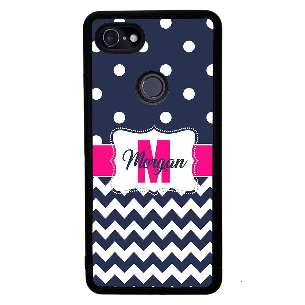 Blue Polka Dot Chevron Pink Personalized Google Phone Case