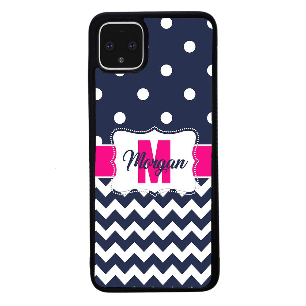 Blue Polka Dot Chevron Pink Personalized Google Phone Case