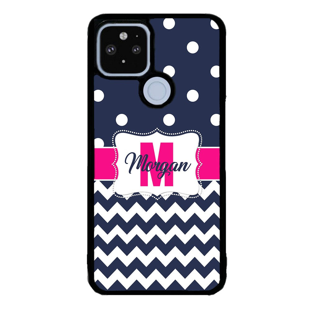 Blue Polka Dot Chevron Pink Personalized Google Phone Case