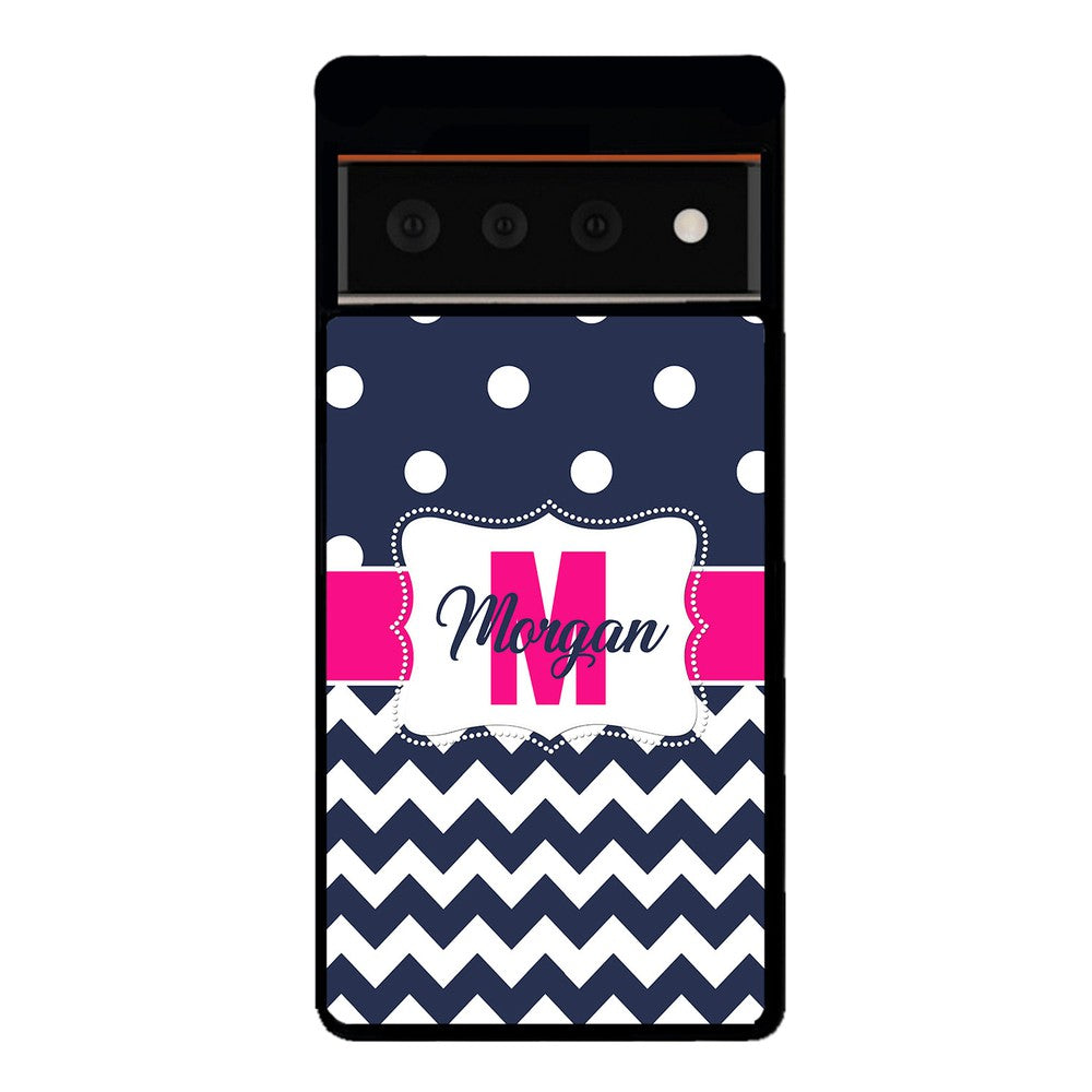 Blue Polka Dot Chevron Pink Personalized Google Phone Case