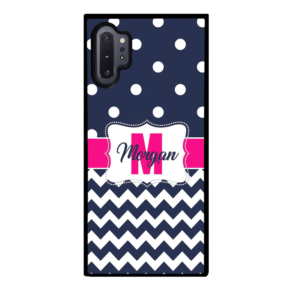 Blue Polka Dot Chevron Pink Personalized Samsung Phone Case