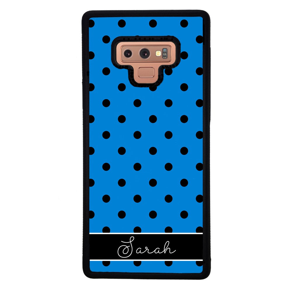 Blue Black Polka Dot Personalized Samsung Phone Case