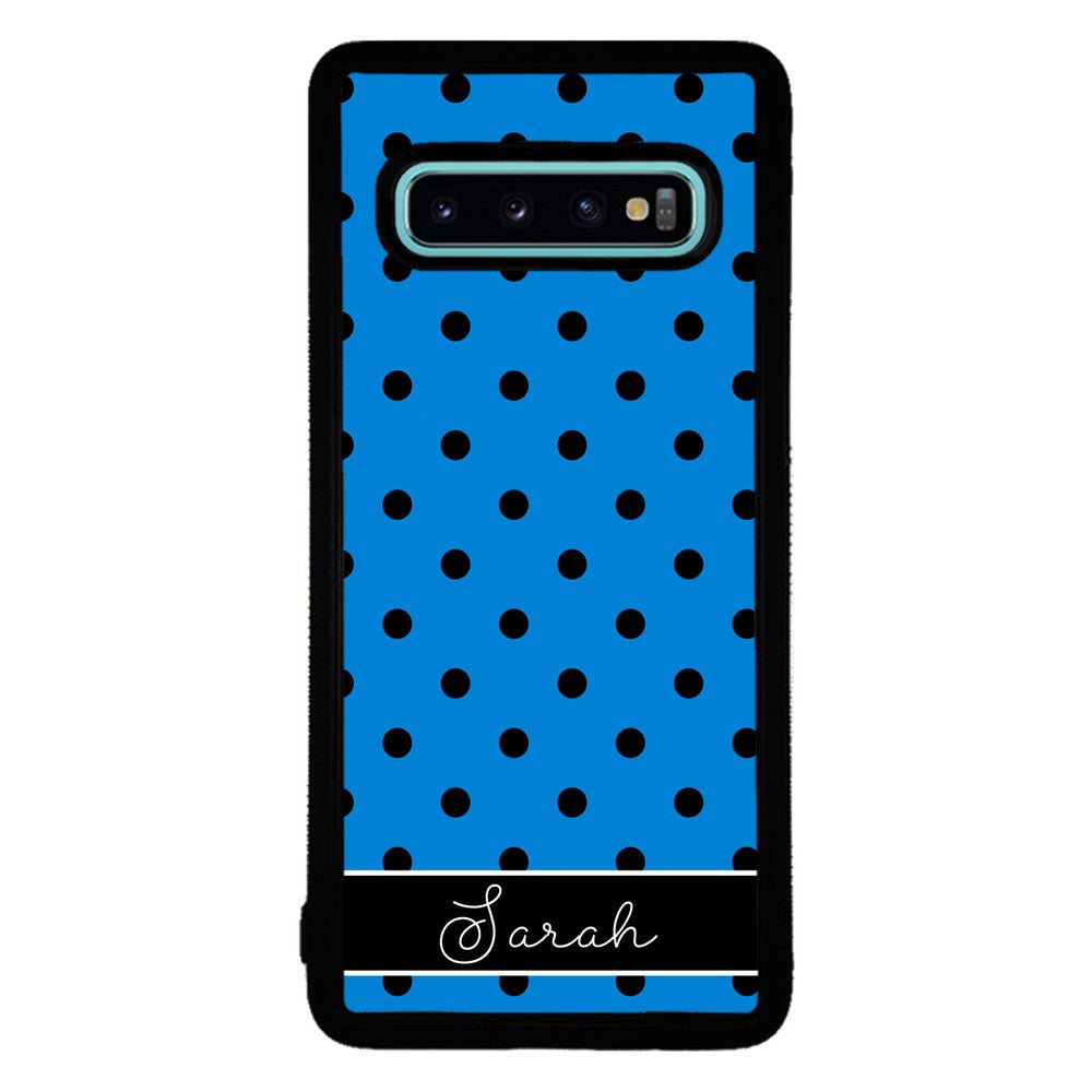 Blue Black Polka Dot Personalized Samsung Phone Case