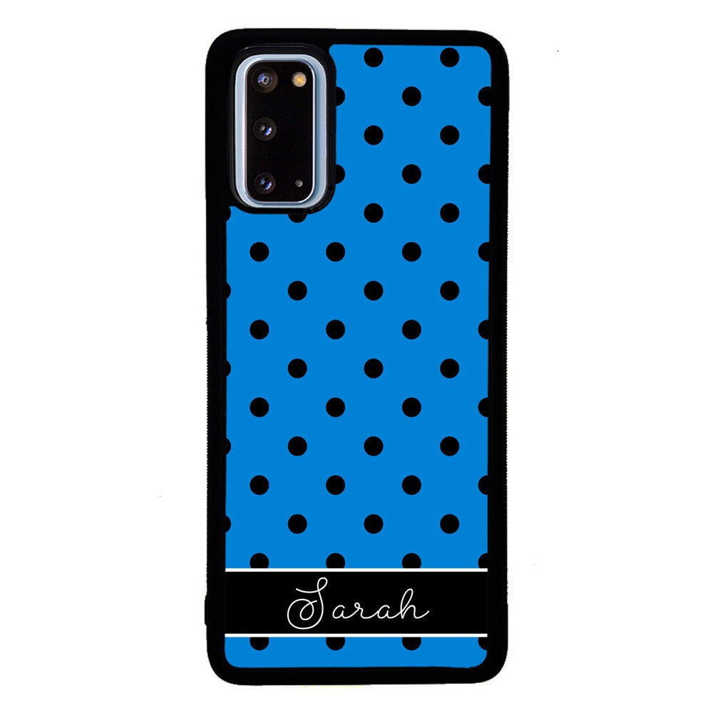 Blue Black Polka Dot Personalized Samsung Phone Case