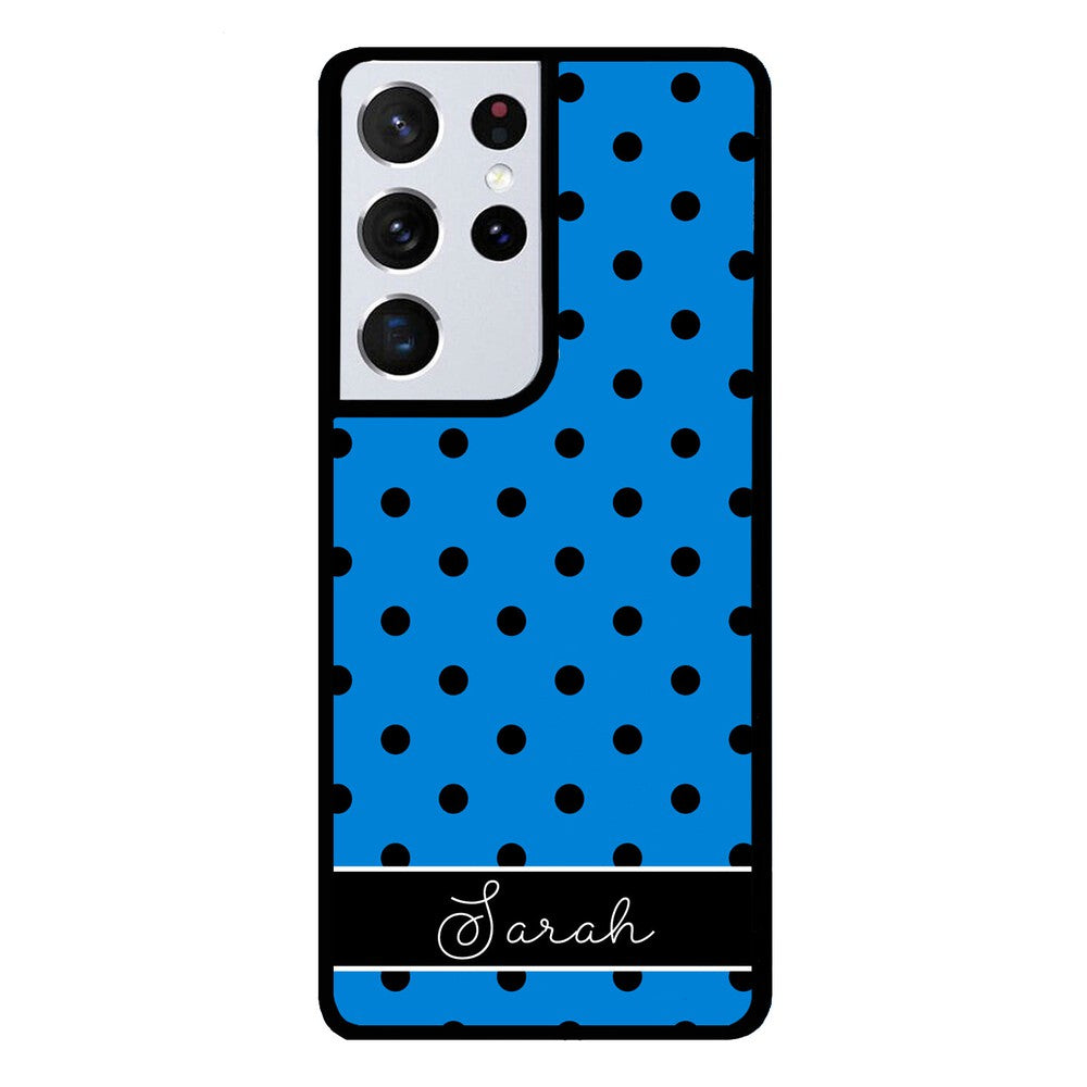Blue Black Polka Dot Personalized Samsung Phone Case