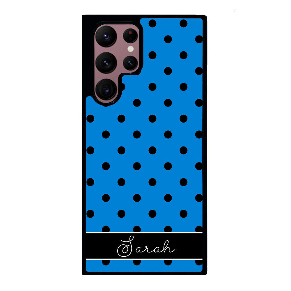 Blue Black Polka Dot Personalized Samsung Phone Case