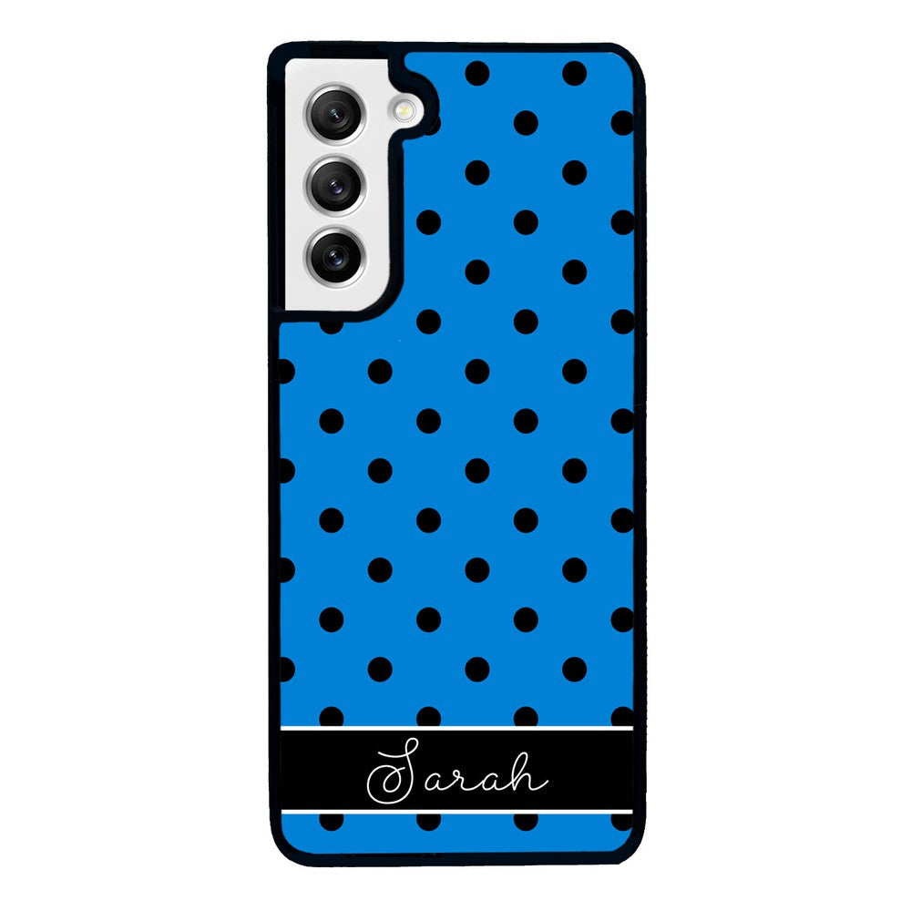 Blue Black Polka Dot Personalized Samsung Phone Case