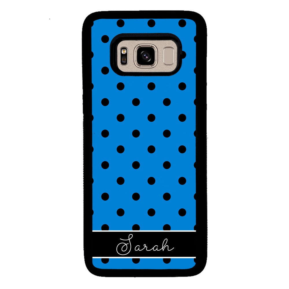 Blue Black Polka Dot Personalized Samsung Phone Case