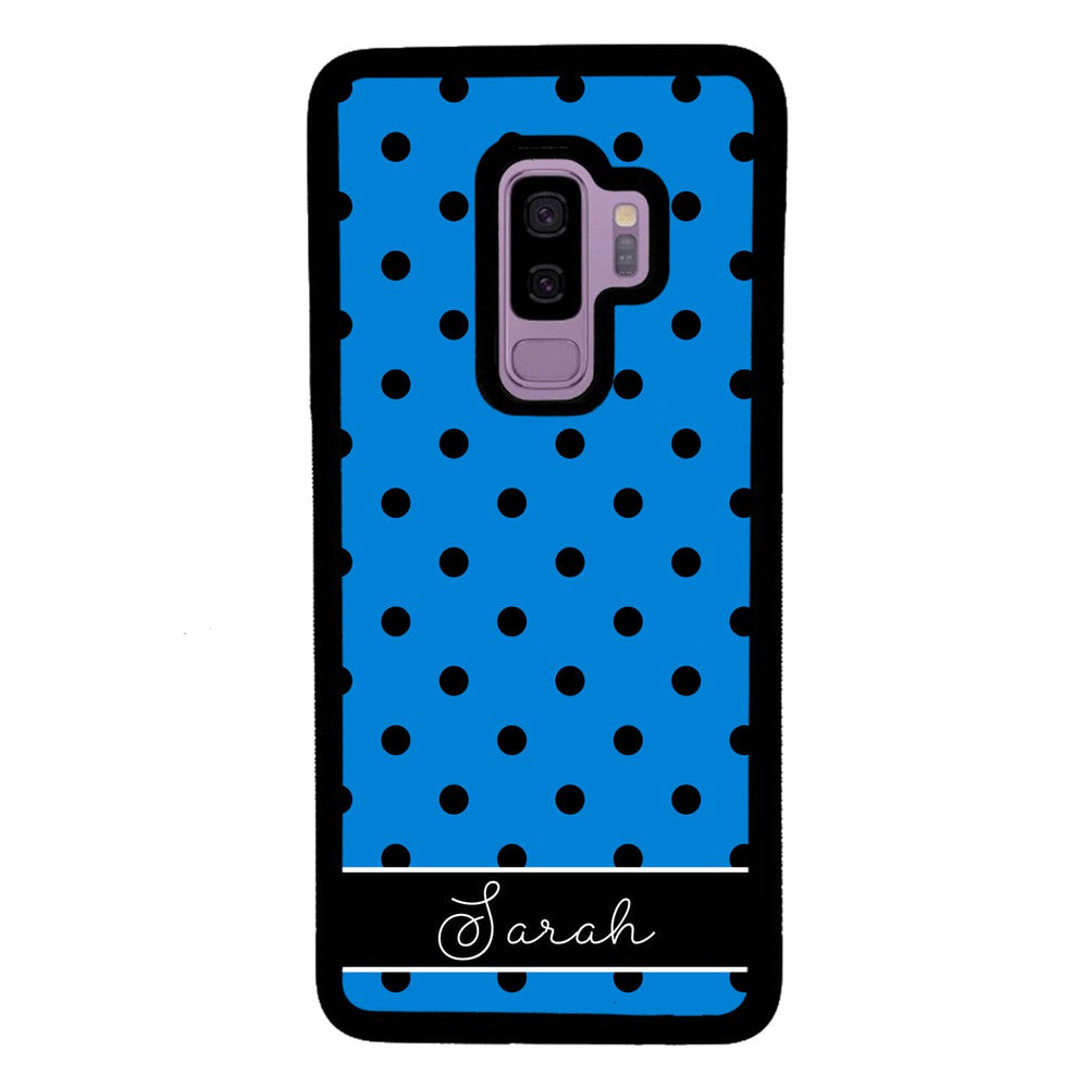 Blue Black Polka Dot Personalized Samsung Phone Case