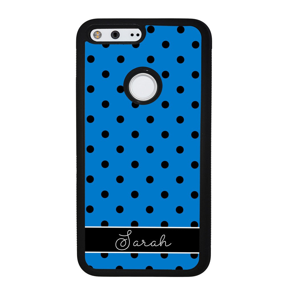 Blue Black Polka Dot Personalized Google Phone Case