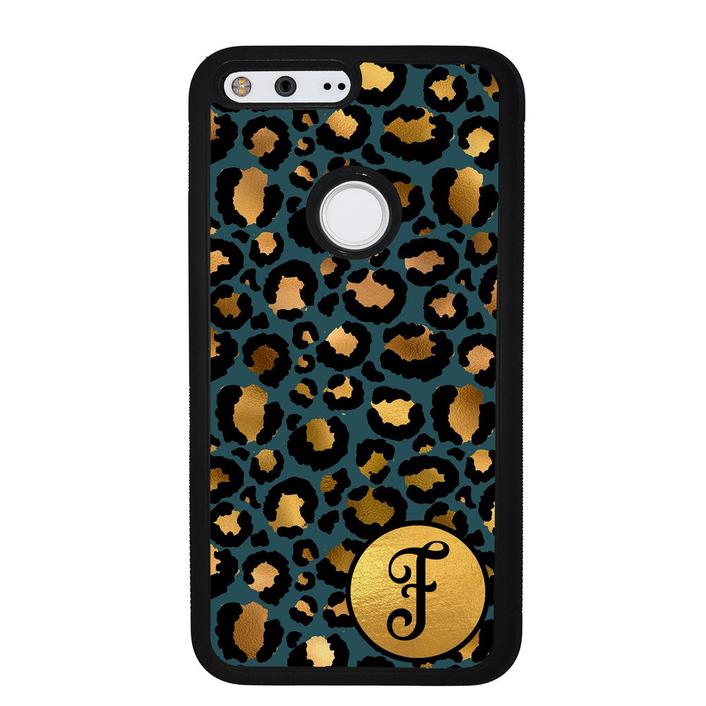 Blue Gold Foil Leopard Skin Personalized Google Phone Case