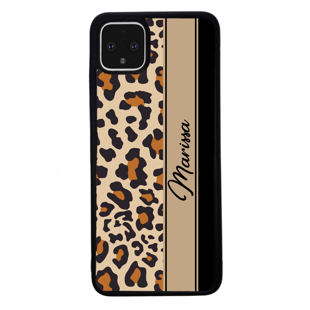 Leopard Skin Brown and Black Personalized Google Phone Case
