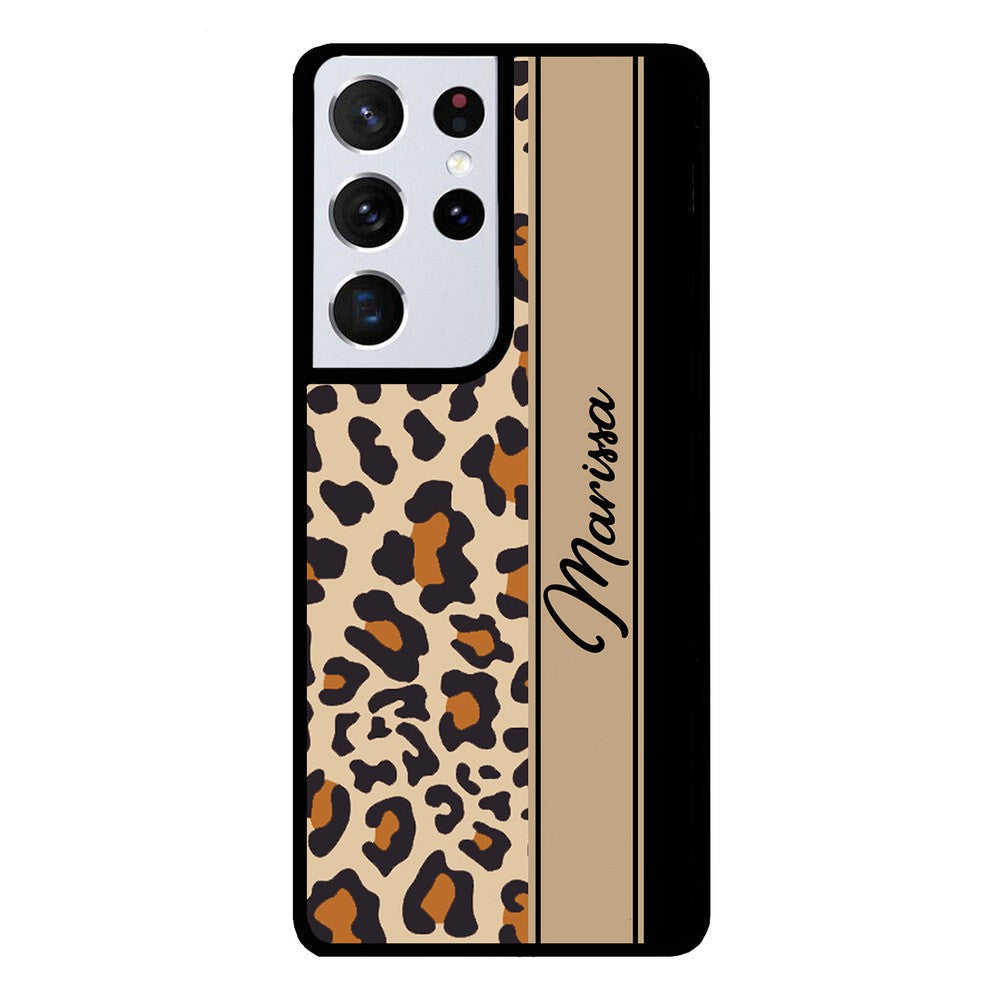 Leopard Skin Brown and Black Personalized Samsung Phone Case
