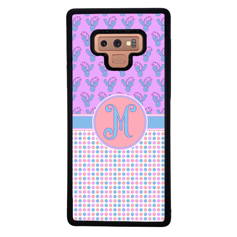 Cactus Cats Polka Dots Initial Samsung Phone Case