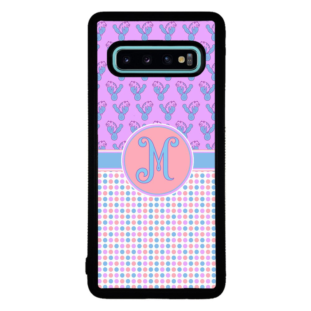Cactus Cats Polka Dots Initial Samsung Phone Case