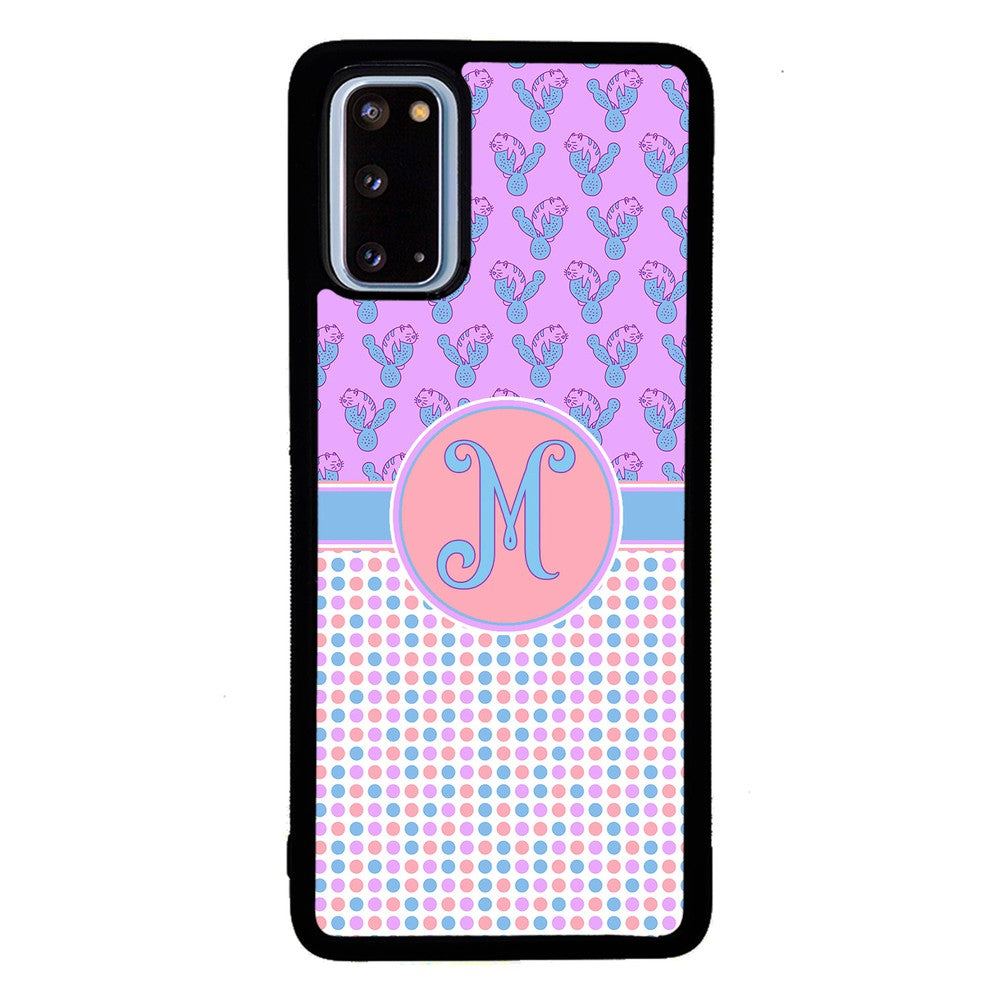 Cactus Cats Polka Dots Initial Samsung Phone Case